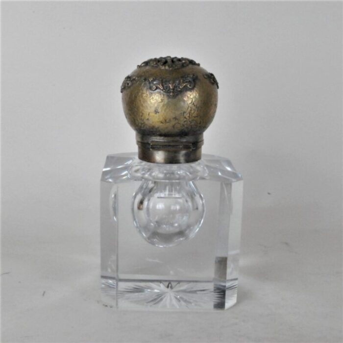 crystal and bronze inkwell attributed to baccarat 19th century 7