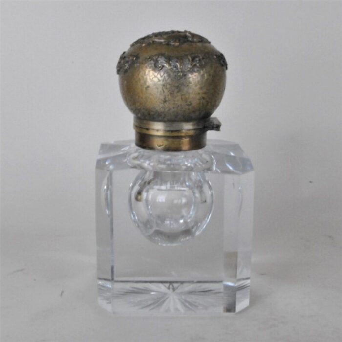 crystal and bronze inkwell attributed to baccarat 19th century 8