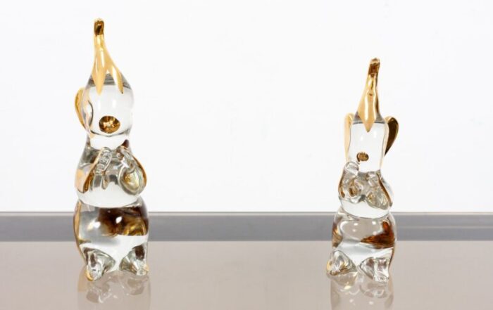 crystal glass elephants from murano 1950s set of 2 10