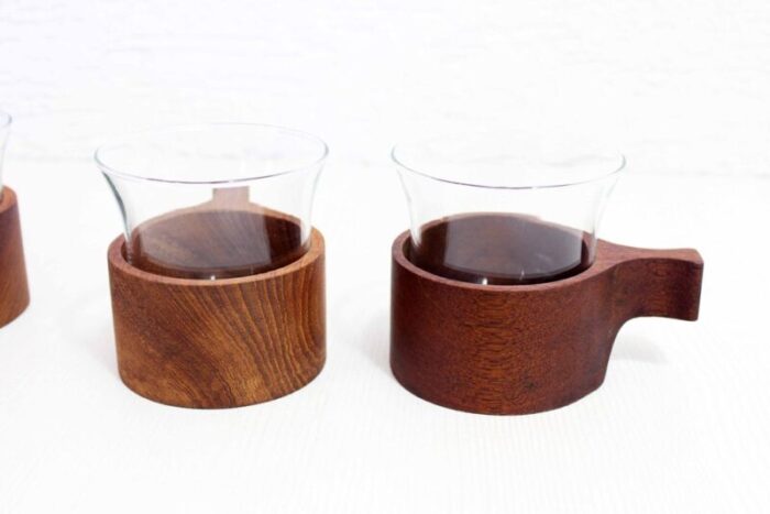 cups in teak set of 6 7