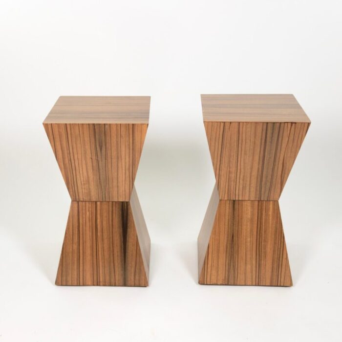 custom pair of zebrawood geometric cocktail tables contemporary 0130