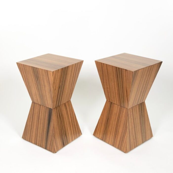 custom pair of zebrawood geometric cocktail tables contemporary 4386