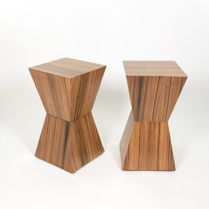 custom pair of zebrawood geometric cocktail tables contemporary 5209