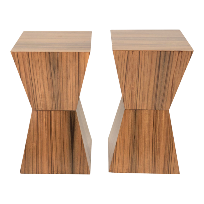 custom pair of zebrawood geometric cocktail tables contemporary 7097