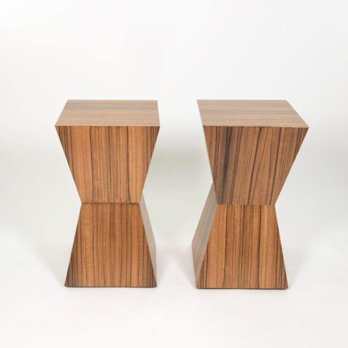 custom pair of zebrawood geometric cocktail tables contemporary 8341