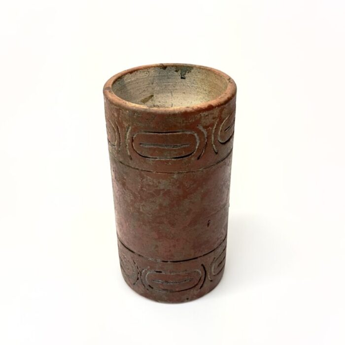 cylindrical artisanal pottery curation group of 5 1304