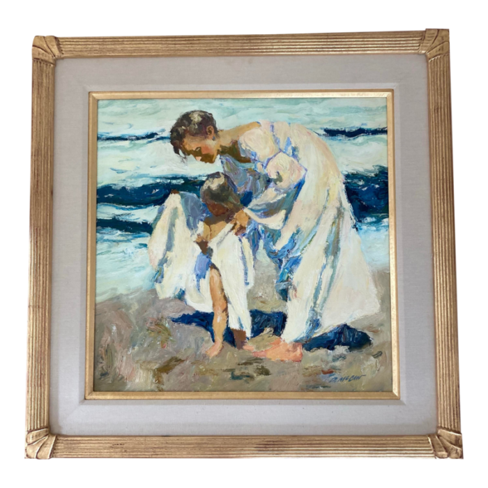 dan mccaw drying off original painting 1990s framed 9430