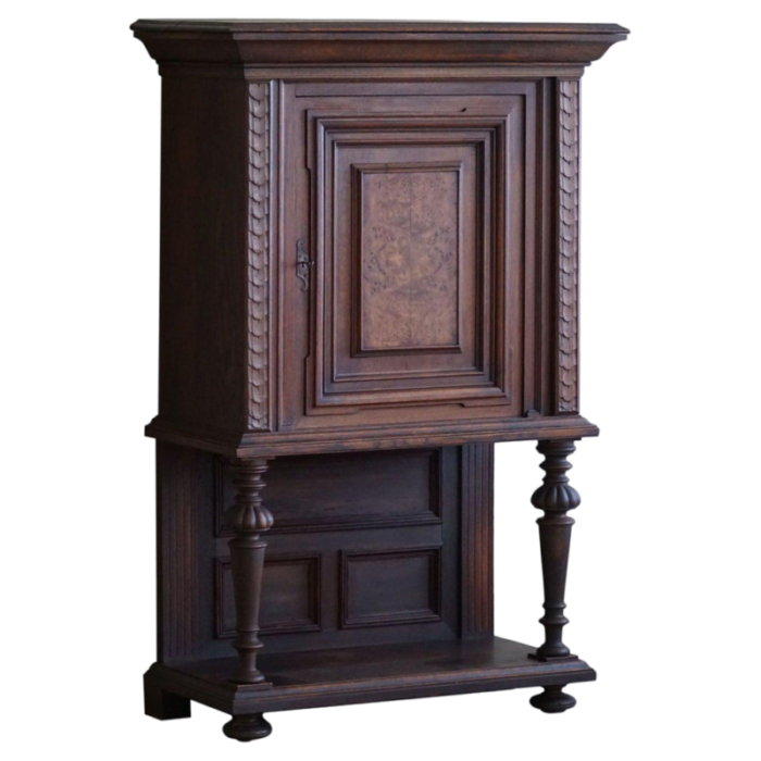 danish baroque style cabinet in oak and birch 1920s 3318