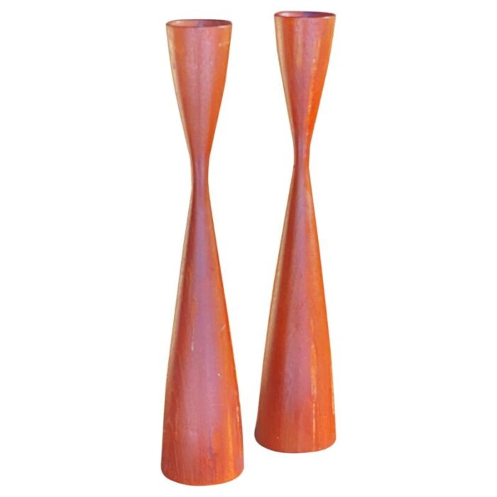 danish teak candle holder 1950s set of 2 1