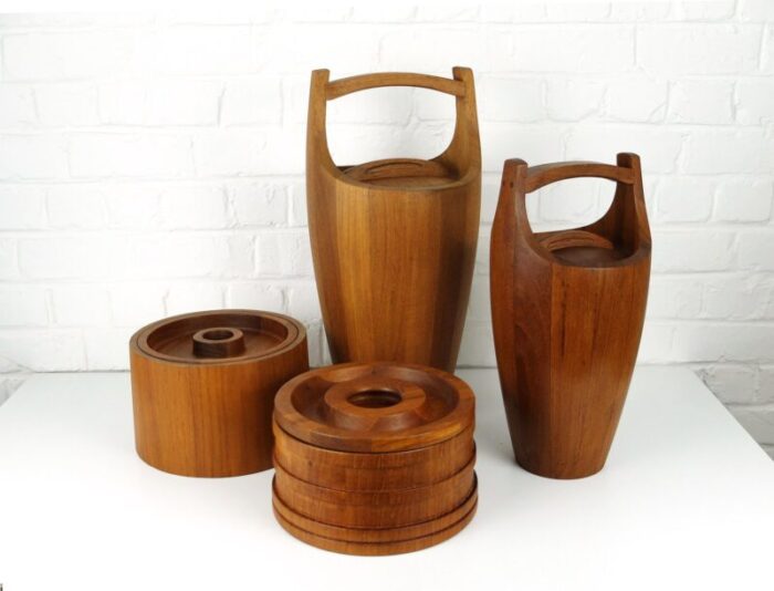 danish teak ice buckets by jens harald quistgaard for dansk designs 1960s set of 4 1