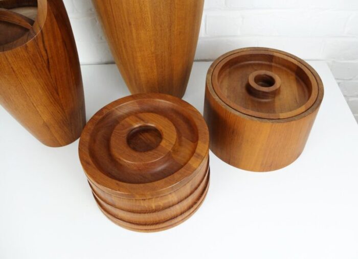 danish teak ice buckets by jens harald quistgaard for dansk designs 1960s set of 4 4