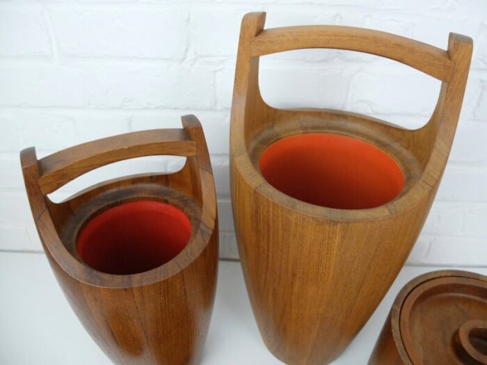 danish teak ice buckets by jens harald quistgaard for dansk designs 1960s set of 4 6