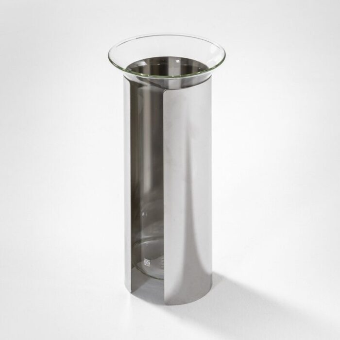 danish vase in aluminum glass by enzo mari 1961 1