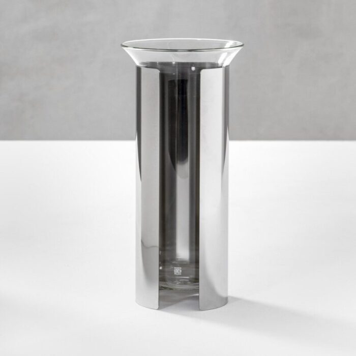 danish vase in aluminum glass by enzo mari 1961 2