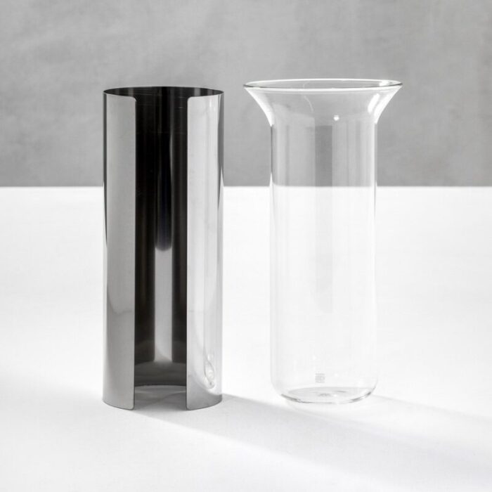 danish vase in aluminum glass by enzo mari 1961 3