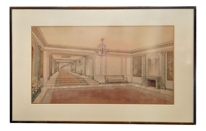 decor project for the hall of the american embassy of london 1960s mixed media 3677