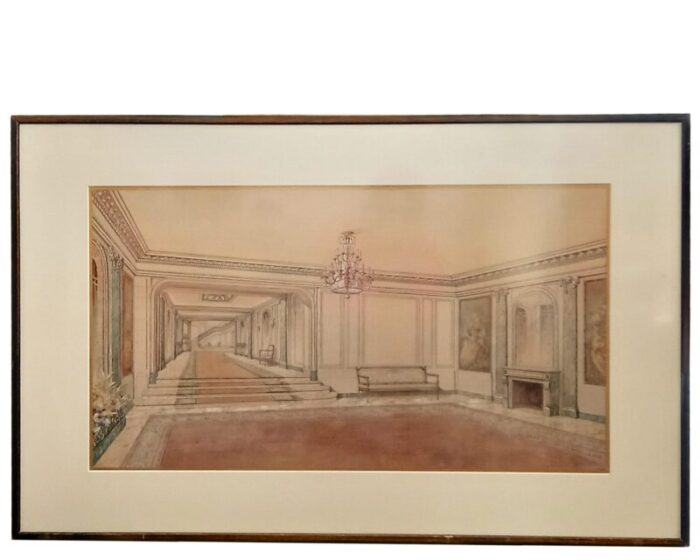 decor project for the hall of the american embassy of london 1960s mixed media 9331