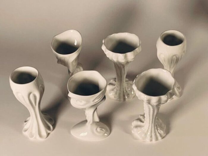 decorative ceramic set by bertozzi casoni for imolarte set of 8 7