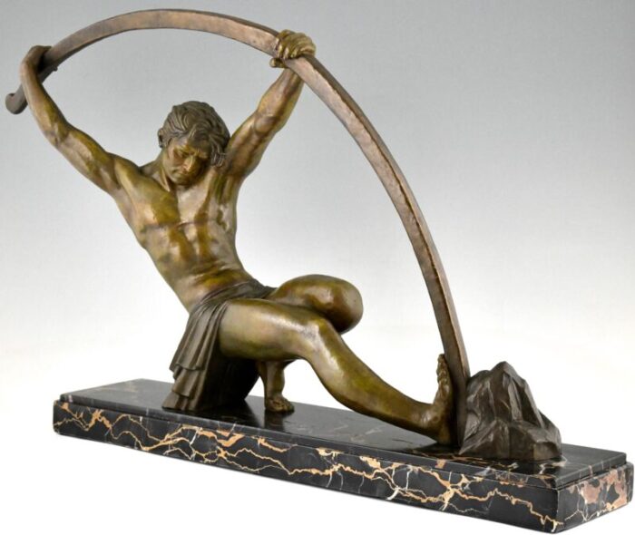 demetre h chiparus art deco sculpture of athletic man 1930s bronze on marble base 0092