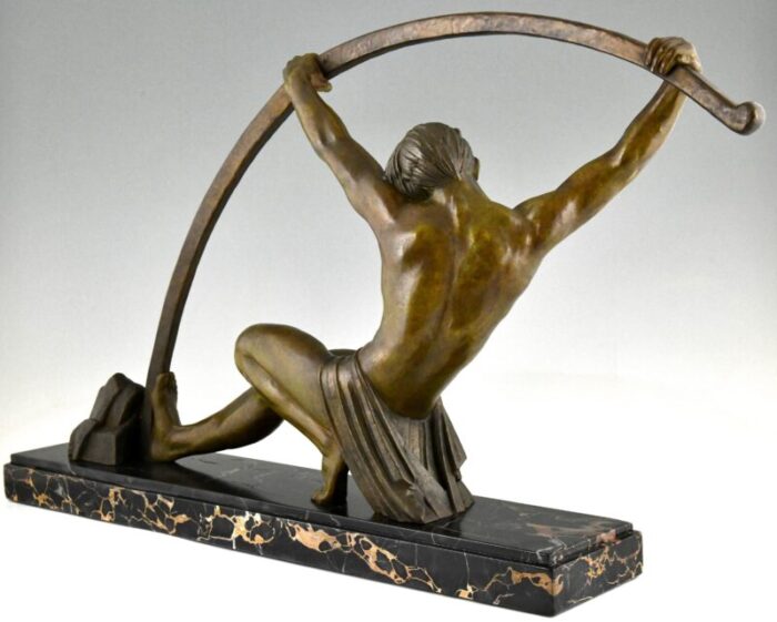 demetre h chiparus art deco sculpture of athletic man 1930s bronze on marble base 0501