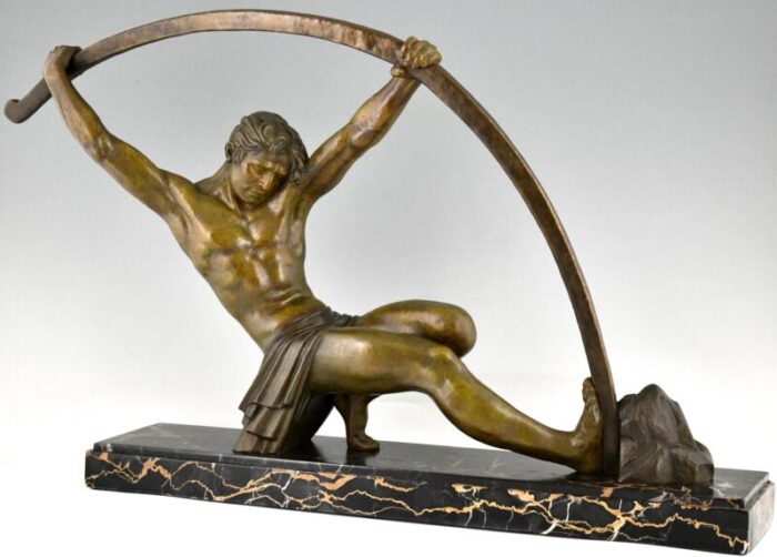 demetre h chiparus art deco sculpture of athletic man 1930s bronze on marble base 1251