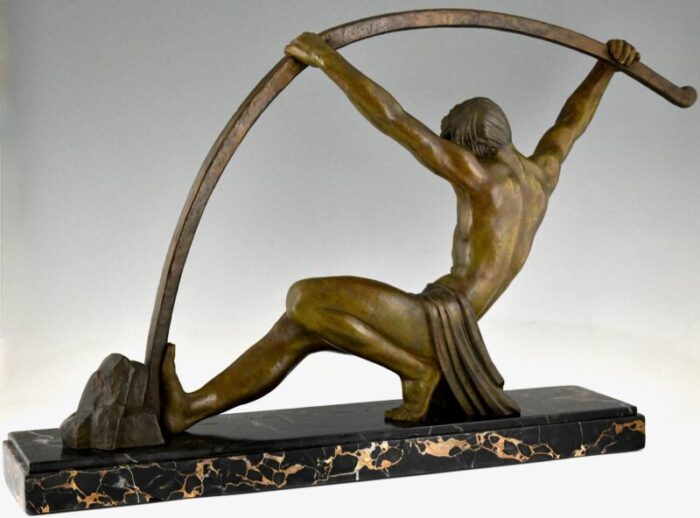 demetre h chiparus art deco sculpture of athletic man 1930s bronze on marble base 1944