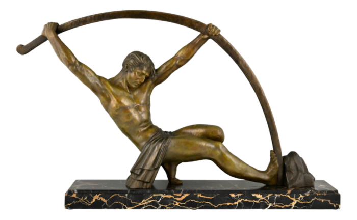 demetre h chiparus art deco sculpture of athletic man 1930s bronze on marble base 5215