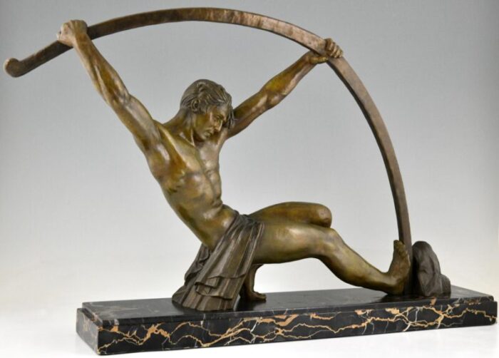 demetre h chiparus art deco sculpture of athletic man 1930s bronze on marble base 8159