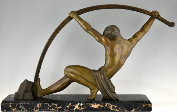 demetre h chiparus art deco sculpture of athletic man 1930s bronze on marble base 8555