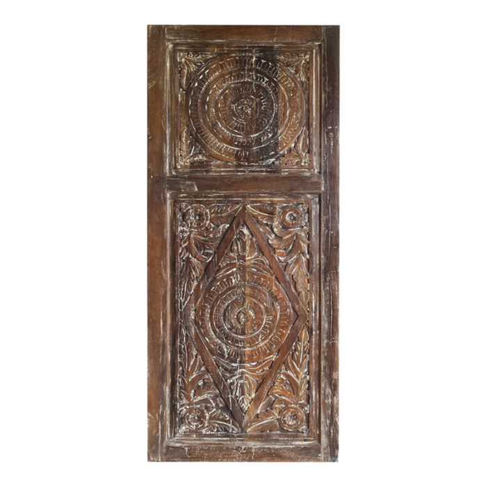 diamond medallion carved india rustic barn door 84x36 9266