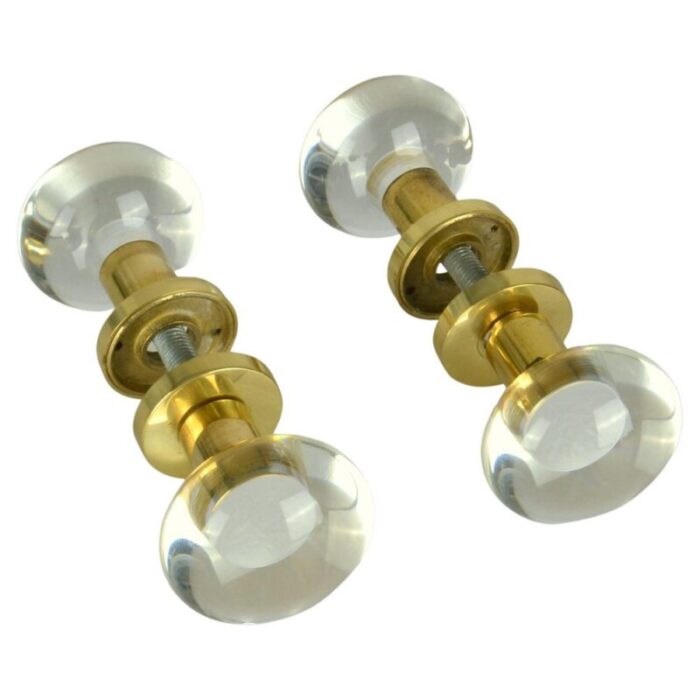 double round push and pull door knobs in acrylic and brass set of 2 2