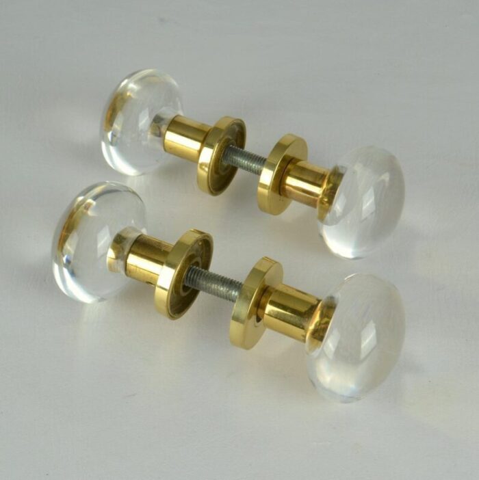 double round push and pull door knobs in acrylic and brass set of 2 3