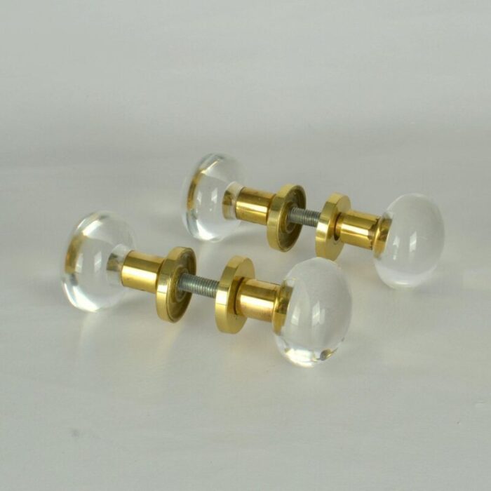 double round push and pull door knobs in acrylic and brass set of 2 4