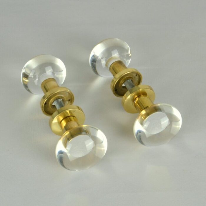 double round push and pull door knobs in acrylic and brass set of 2 5