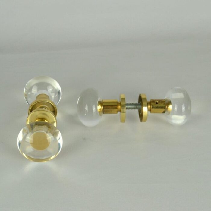 double round push and pull door knobs in acrylic and brass set of 2 6