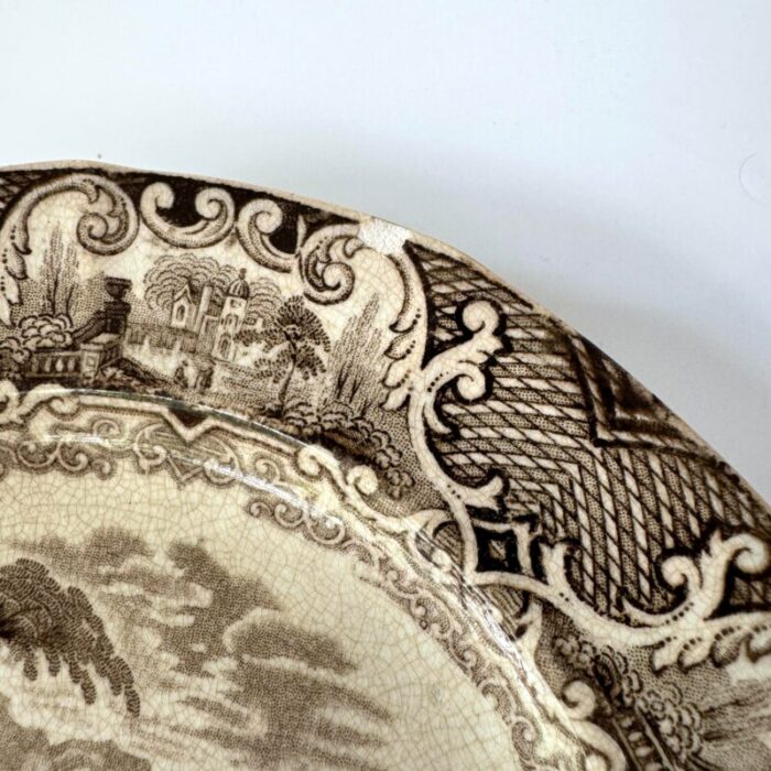 doulton burslem england watteau pattern brown transferware plate 0002