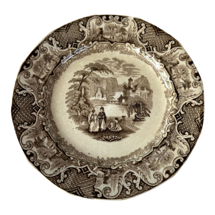 doulton burslem england watteau pattern brown transferware plate 2122