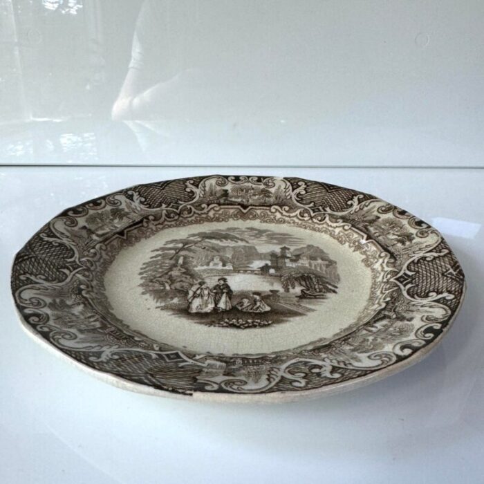 doulton burslem england watteau pattern brown transferware plate 2881