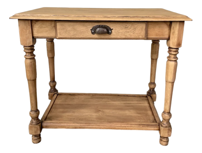 drapery style oak side console 1970s 5885