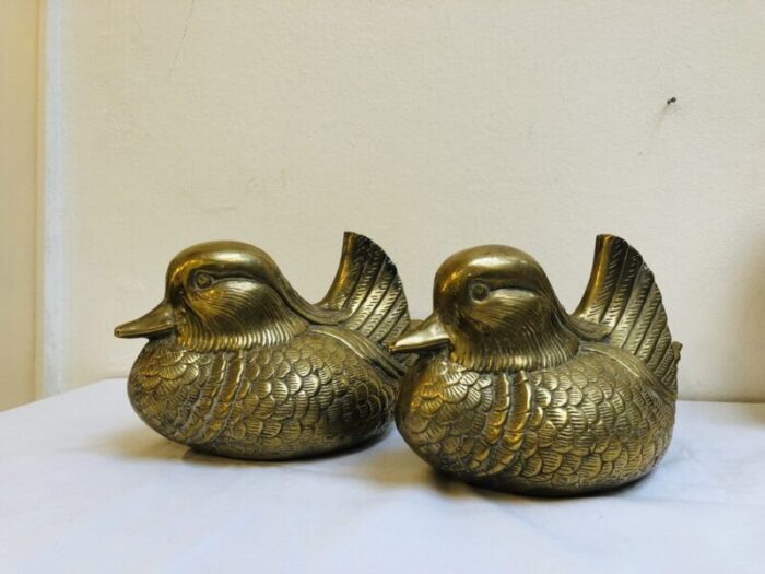 ducks in brass 1950s set of 2 1