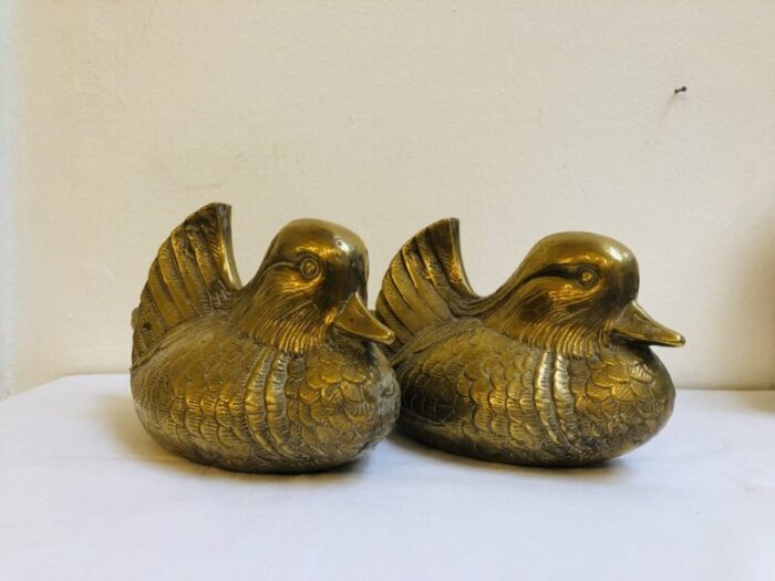 ducks in brass 1950s set of 2 2