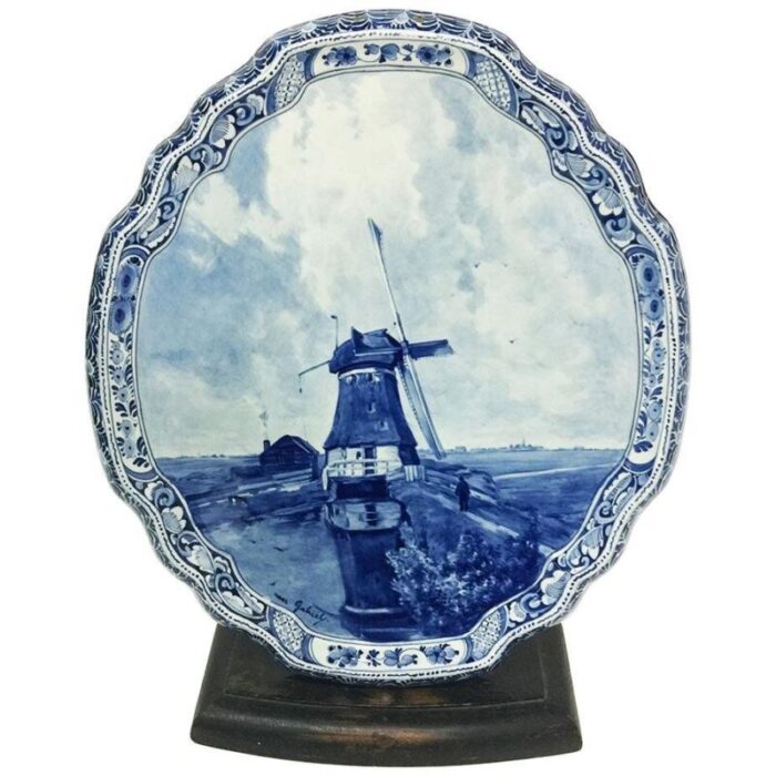 dutch delft wall plaque after a painting by p j c gabriel from porceleyne fles 1907 1