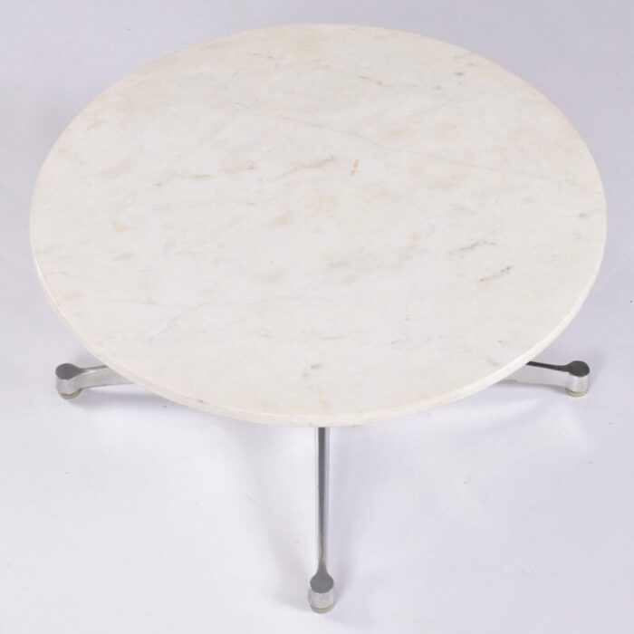 eames for herman miller round white marble coffee table on aluminum base 0096