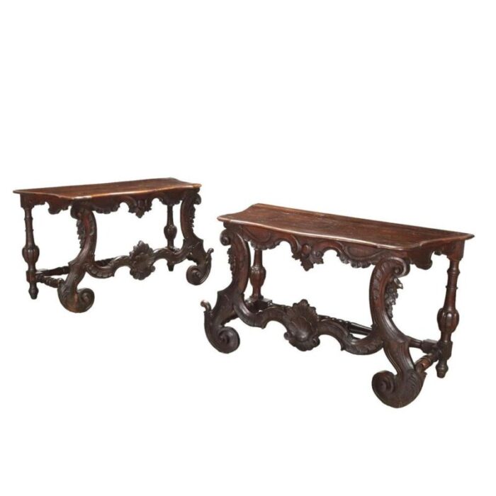 early 18th century baroque wood consoles set of 2 0142