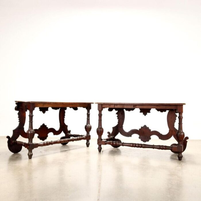 early 18th century baroque wood consoles set of 2 7423