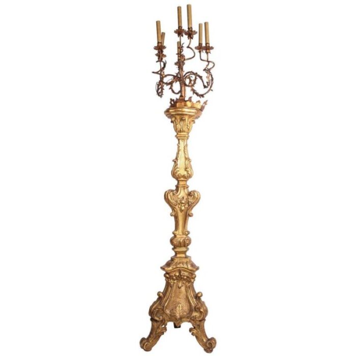 early 18th century italian giltwood torchiere or floor lamp 1720 1