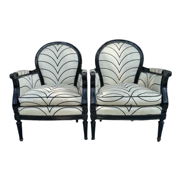 early 1900s set of two french art deco chairs upholstered solid wood wingback chairs solid wood 6941