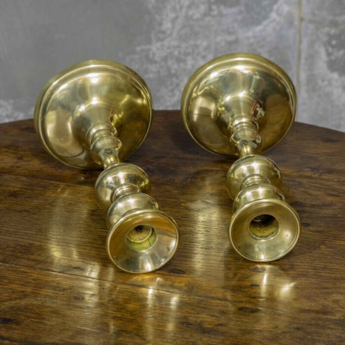 early 19th century brass candlesticks set of 2 2