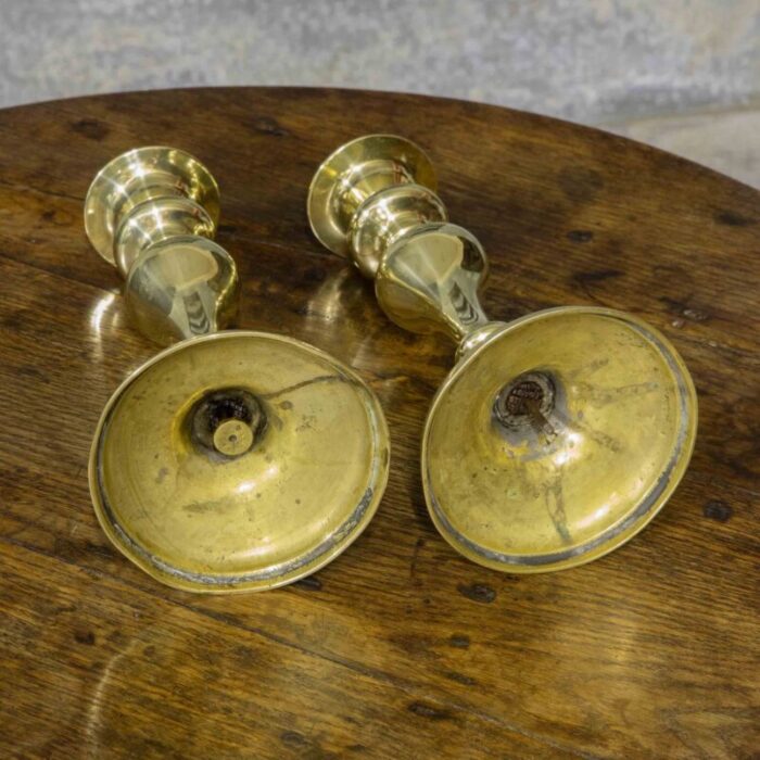 early 19th century brass candlesticks set of 2 3