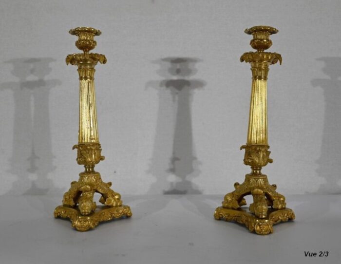 early 19th century bronze candleholders set of 2 1